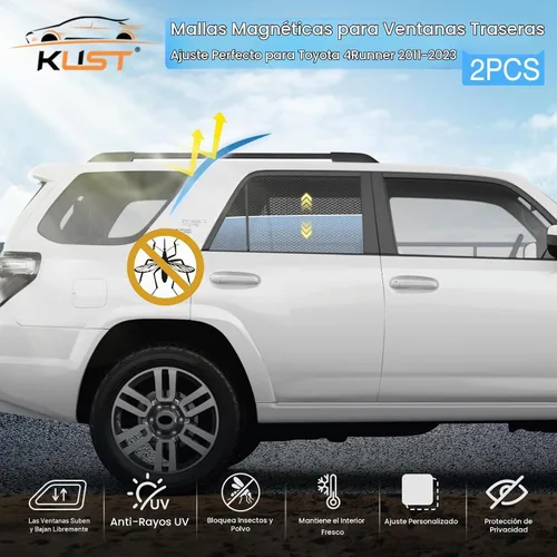Vista 2 de KUST Persianas de ventana de automóvil para Toyota 4Runner 2011-2023, accesorios de malla transpirable, cubiertas magnéticas de malla transpirable
