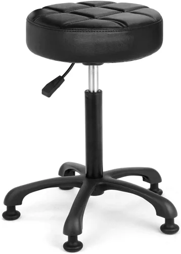 Vista 8 de Taburete ajustable resistente – Taburetes con ruedas giratorias de bloqueo – Taburetes giratorios sin respaldo para belleza, peluquería, spa, hogar