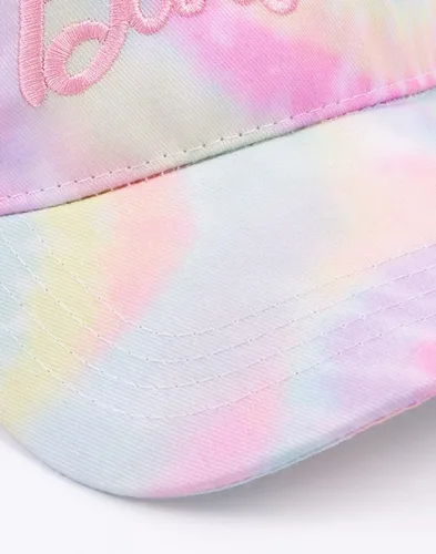 Vista 6 de Barbie Gorra para niñas Sombrero Snapback ajustable con teñido anudado multicolor para niños y adolescentes Gorra bordada con ala curvada