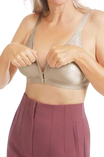 Vista 3 de Amoena Nancy - Brasier de mastectomía con bolsillos y cierre frontal sin varillas para mujer