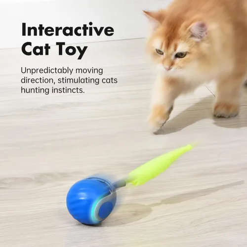 Vista 2 de Petgravity Speedy Sprint - Pelota de juguete para gatos, juguetes interactivos mejorados para gatos de interior, 2 velocidades, pelota móvil Azul