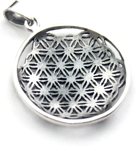 Vista 3 de Colgante de plata de ley 925 con diseño de flor de la vida de COSUMOSU