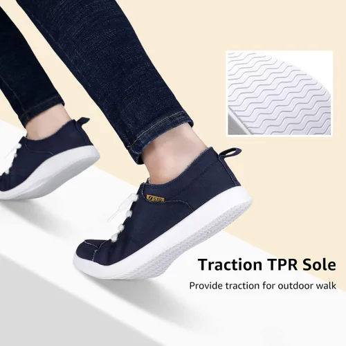 Vista 5 de STQ Zapatos deportivos sin cordones para mujer, zapatos casuales de lona, lavables a máquina