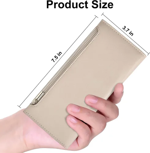 Vista 4 de Tipmile Cartera ultra delgada para mujer, cartera de cuero plegable para mujer, cartera RFID, cartera de bloqueo RFID para tarjetas de crédito