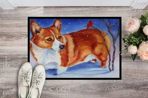 Vista 2 de Caroline's Treasures 7411MAT Corgi Cardinal Buddy - Felpudo de 18 x 27 pulgadas, para interiores y exteriores, para entrada, antideslizante
