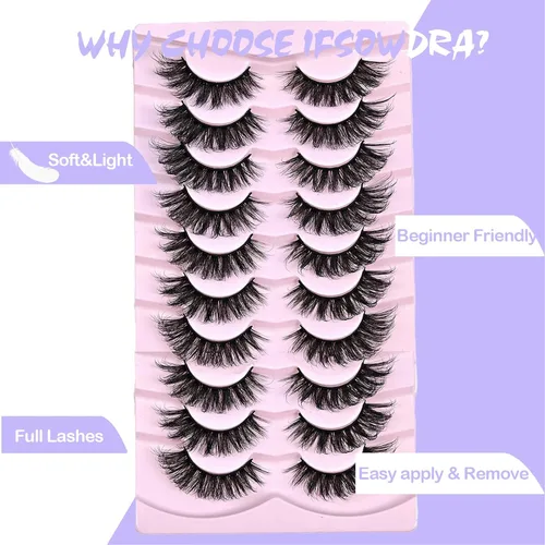 Vista 3 de IFSOWDRA Paquete de pestañas de ojo de gato, aspecto natural, corta, Wispy Strip Mink Lashes Pack