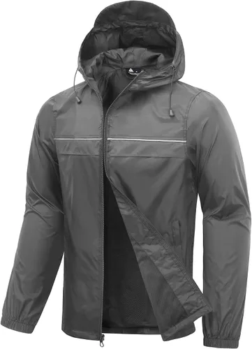 Vista 9 de SWISSWELL Mens Rain Jacket & Coats Packable Lightweight Waterproof Hooded 017-negro