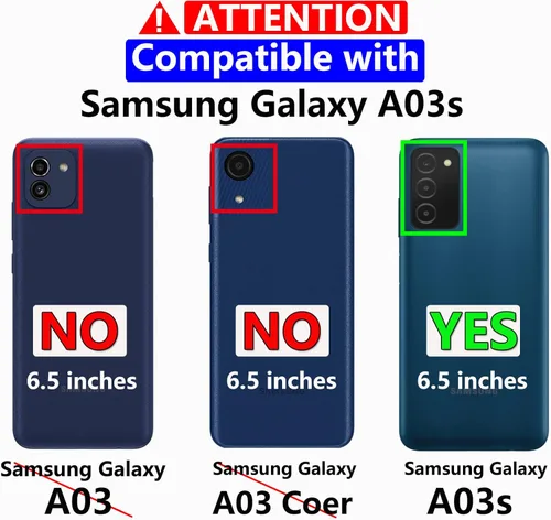 Vista 2 de Funda para Samsung Galaxy A03S, con protector de pantalla [prueba de caídas de grado militar], resistente, resistente, a prueba de golpes, para Negro