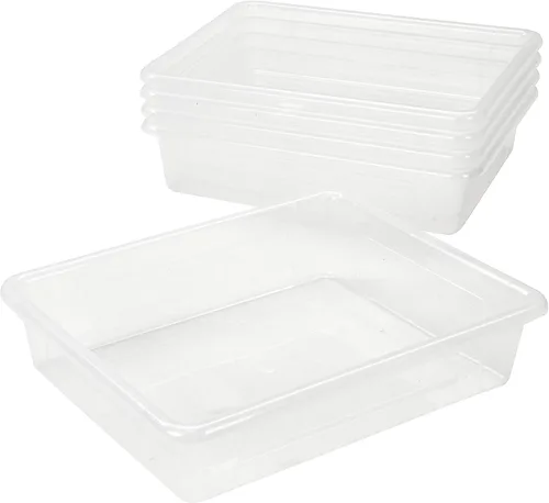 Vista 5 de Storex Bandeja de almacenamiento profundo tamaño carta, contenedor organizador con tapa sin broches para aula, oficina y hogar, translúcido, paquete