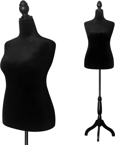Vista 8 de Maniquí femenino con forma de torso y cuerpo de mujer con trípode ajustable para costura, para exhibición de vestidos, joyería (color beige)