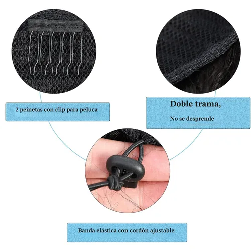 Vista 9 de Cola de caballo de cabello humano afro para mujeres negras, con cordón, 150 % de densidad, cabello virgen rizado 10A, extensiones de cabello 4C