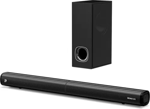 Vista 8 de Barras de sonido compactas 2.1 para TV con subwoofer, conexión HDMI ARC/Bluetooth 5.0/Óptica/AUX/RCA, control remoto, graves ajustables, montaje
