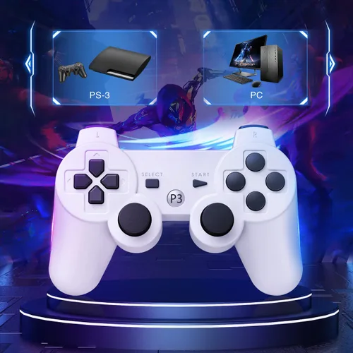 Vista 6 de Powerextra Controller Compatible with PS-3, Wireless 2 Pack High Performance Gaming Controller with Upgraded Joystick Double Vibration for PS-3