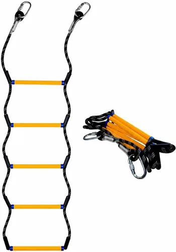 Vista 8 de Escalera de cuerda para barco, cuerda de escalada resistente de 450 libras de resistencia, línea de poliéster reforzada de 0.55 pulgadas, diseño