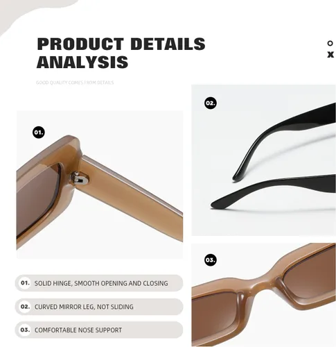 Vista 6 de Gafas de sol para mujer de moda para hombre, cuadrados, multicolor