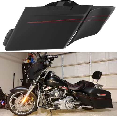 Vista 17 de Cubiertas laterales de alforjas estiradas para motocicleta, extensión extendida para Harley Touring 2014+ - Whisky ámbar Amber Whiskey