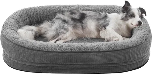 Vista 23 de JOEJOY Cama ortopédica para perros medianos, cama para mascotas de espuma viscoelástica con laterales de refuerzo, forro impermeable, funda