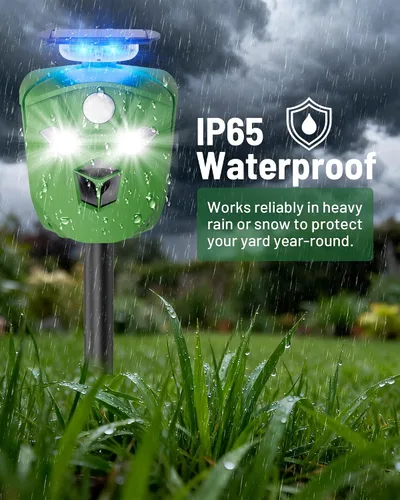 Vista 6 de Repelente solar de animales de 360° para patio y jardín, sin sensor de movimiento de punto ciego para mantener alejados a ciervos, mapaches y gatos