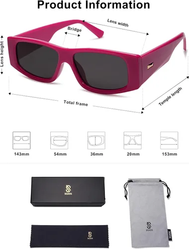 Vista 5 de SOJOS Gafas de sol polarizadas rectangulares retro de moda 80s 90s Y2K Narrow Sunnies SJ2228