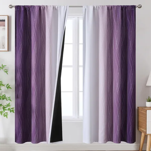 Vista 95 de Estelar Textiler Cortinas oscurecedoras beige y blanco grisáceo de 45 pulgadas de largo, cortinas graduadas con bloqueo de luz para baño, cortinas