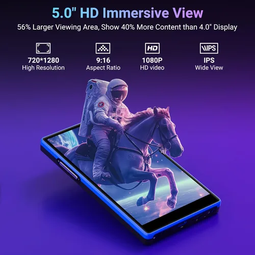 Vista 14 de MECHEN Android13 Reproductor MP3 160GB 5" 1080P IPS Bluetooth 5.0 WiFi Negro 160GB(4+32+128GB Card), 5" 720x1280 Display, Play Store for