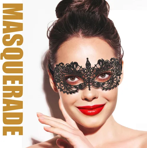 Vista 5 de MYMENU Máscaras de mascarada para mujer, de encaje, veneciano, Halloween, carnaval, para fiesta, disfraces, cosplay, Mardi Gras