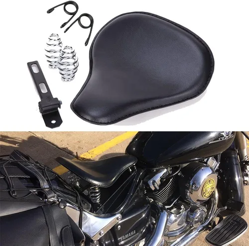 Vista 4 de Asiento individual con amortiguador en negro para motocicleta, compatible con Honda Rebel 250 300 500, reequipado Harley Sportster XL1200 883 Bobber