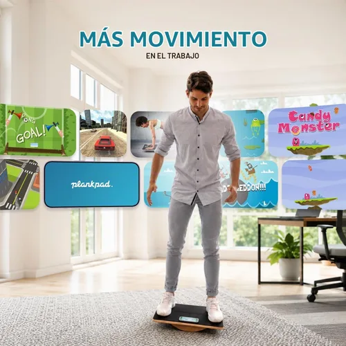 Vista 6 de Plankpad PRO Ponte en forma jugando juegos y haciendo entrenamientos; tabla de plank y tabla de equilibrio con aplicación gratuita para iOS/Android