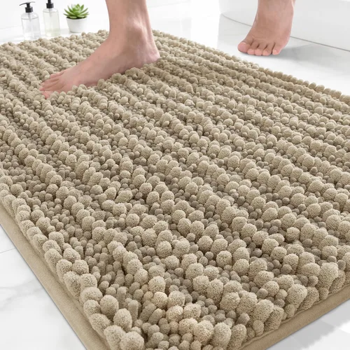 Vista 30 de Yimobra Alfombras de Baño Antideslizantes Lavables - Alfombra de Baño de Chenilla Ultra Suave Absorbente, Alfombra Peluda de Secado Rápido para Negro