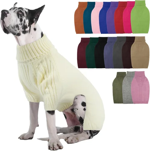 Vista 20 de IECOii Suéter de perro salchicha de cuello alto para perros pequeños, medianos y hembras, elástico y transpirable, abrigo de punto cálido, para Negro