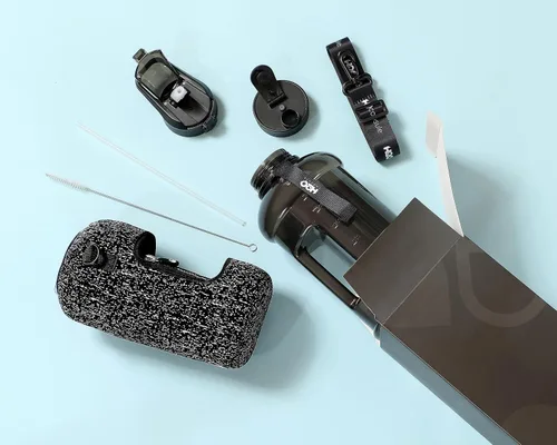 Vista 5 de H2O Capsule - Botella de agua de medio galón, con funda de almacenamiento y pajilla cubierta, contenedor grande con asa para bebidas, reutilizable