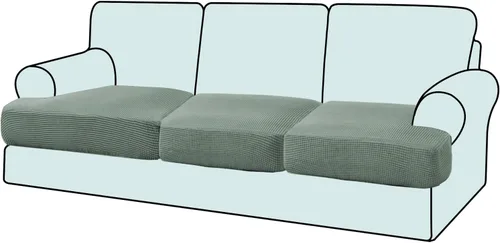 Vista 14 de Funda elástica para sillón con cojín en forma de T, funda de cojín individual para cojín de silla en forma de T, protector de tela jacquard gruesa