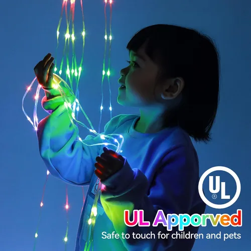 Vista 3 de Cadena de Luces de Navidad que Cambian de Color, 335 LED RGB con Control Remoto y Temporizador, Luces de Árbol de Navidad Impermeables