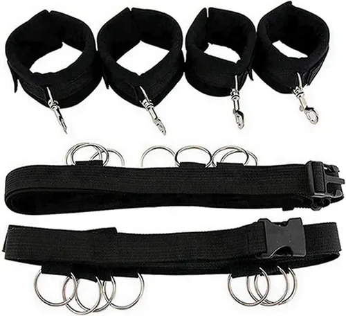 Vista 4 de Juego de amarres sexuales para mujer, kit sexual para parejas debajo de la cama King, lazos sexuales para tobillos y muñecas, correas de cama