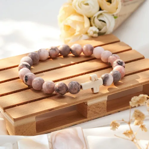 Vista 4 de Regalos de confirmación, regalos cristianos para mujeres, pulsera de cruz católica religiosa, regalos para mujeres, Piedra, Circonita cúbica