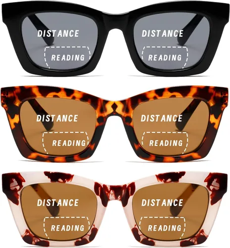 Vista 12 de Hubeye Gafas de lectura progresivas para mujer, estilo Oprah, bloqueo de luz azul, lector cuadrado multifoco