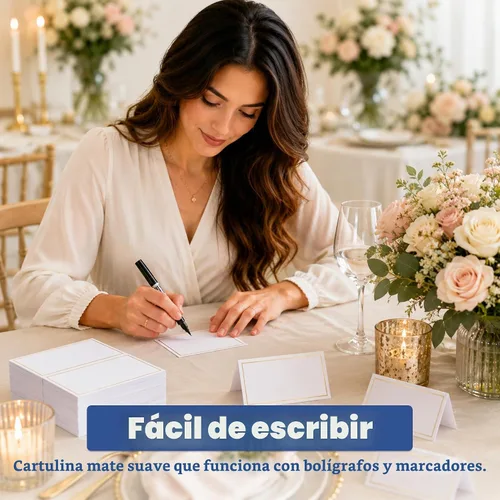 Vista 5 de BEST PAPER GREETINGS Paquete de 100 tarjetas de lugar de papel con borde Borde dorado