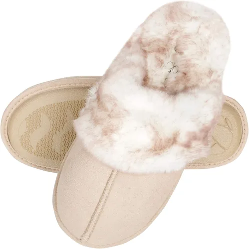 Vista 4 de Jessica Simpson - Pantuflas cómodas de piel sintética para mujer con suela antideslizante y espuma viscoelástica