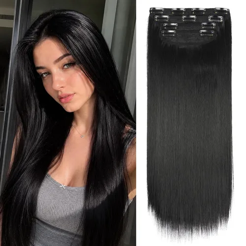 Vista 26 de Extensiones de cabello lacio con clip, suaves y gruesas (20 pulgadas, 4 unidades, 16H613#)