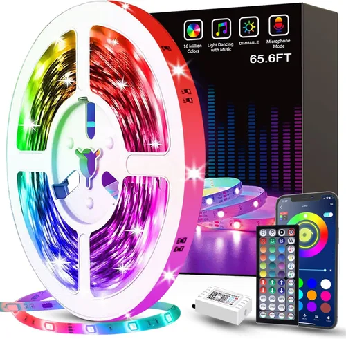 Vista 12 de Tenmiro - Tira de luces LED de 50 pies, tira de luces LED inteligente con sincronización de música, cambio de color, control de aplicación y control
