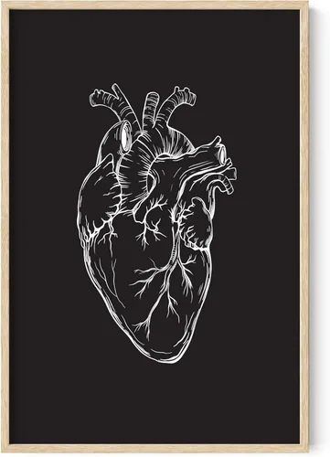 Vista 13 de HAUS AND HUES Impresión artística de corazón negro, 12 x 16 pulgadas, enmarcada, beige