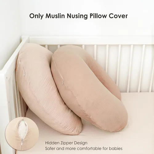Vista 3 de MairMore Paquete de 2 Fundas de Almohada de Muselina para Lactancia, Transpirables 100% Algodón, Fundas Deslizables para Almohadas de Lactancia