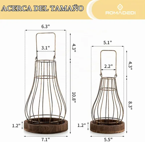 Vista 5 de Romadedi Faroles Decorativos de Granja para el Hogar - Portavelas Rústicos Decorativos para Velas, para la Sala de Estar, Cocina, Comedor, Mesa