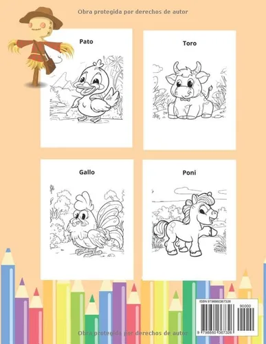 Vista 2 de Libro para colorear animales de la granja para niños (Spanish Edition)