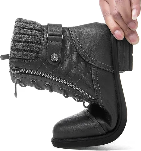 Vista 6 de GLOBALWIN Botines al tobillo para mujer Botas de moda estilo combate Botas de otoño para mujer Cómodas con tacón bajo