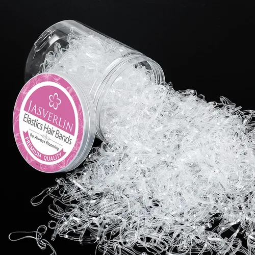 Vista 12 de JASVERLIN Mini bandas de goma negras, bandas elásticas para el cabello 2000 Negro