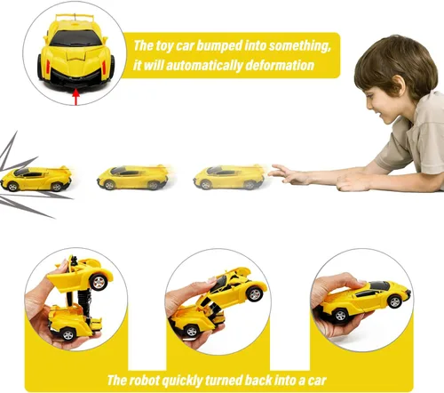 Vista 2 de CDDZSW Regalo para niños de 3 a 6 años de edad, autos transformadores para niños de 3 a 8 años, juguete de camión de fricción para niños y niñas
