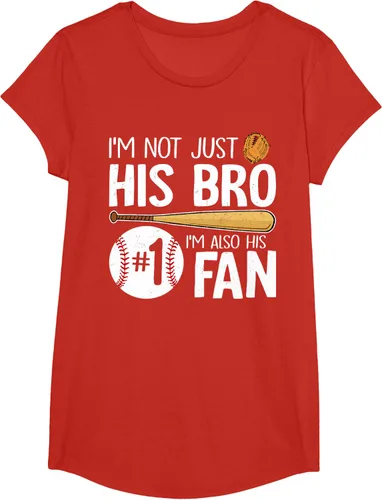 Vista 67 de Camiseta Baseball Brother I'm Not Just His Bro I'm His Number One Fan, Negro
