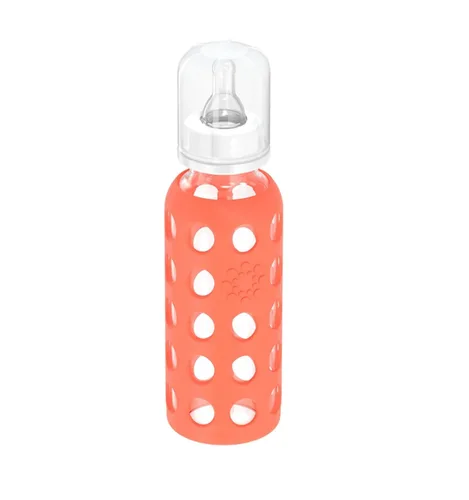 Vista 4 de Lifefactory Biberón de vidrio sin BPA Funda protectora de silicona Paquete de 2 de 9 onzas Papaya, col rizada
