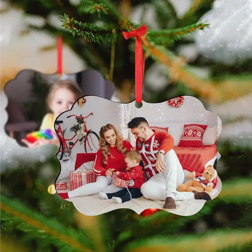 Vista 4 de Adornos de Navidad personalizados para la familia 2025, adornos de foto personalizados para decoraciones de árbol de Navidad, para baby shower